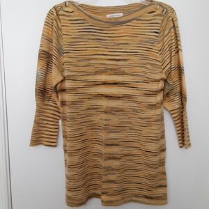 Lightweight half sleeve yellow black sweater, L